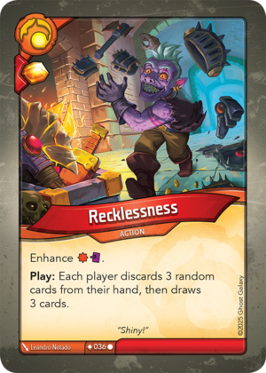Recklessness, a KeyForge card illustrated by Leandro Notado