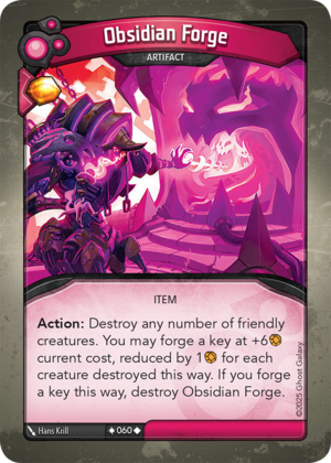 Obsidian Forge, a KeyForge card illustrated by Hans Krill
