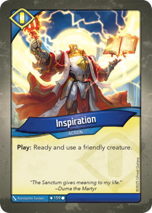 Inspiration, a KeyForge card illustrated by Konstantin Turovec