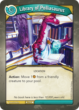 Library of Polliasaurus, a KeyForge card illustrated by Nasrul Hakim