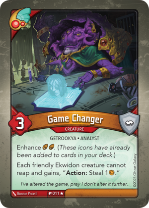 Game Changer, a KeyForge card illustrated by Ronnie Price II