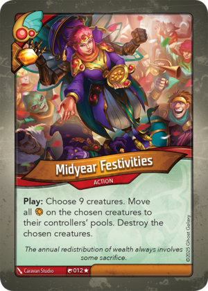 Midyear Festivities, a KeyForge card illustrated by Caravan Studio