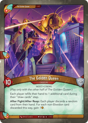 The Golden Queen, a KeyForge card illustrated by Jeferson Cordeiro
