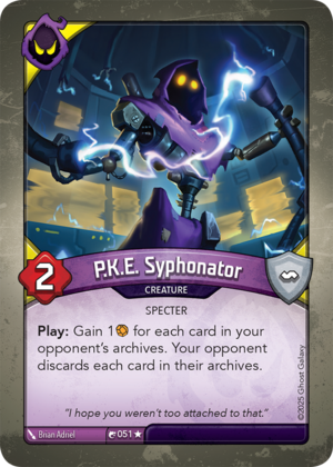 P.K.E. Syphonator, a KeyForge card illustrated by Brian Adriel