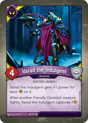Varad the Indulgent, a KeyForge card illustrated by Nasrul Hakim