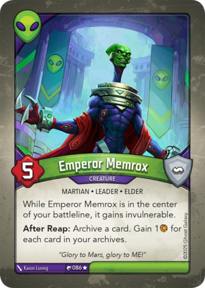 Emperor Memrox, a KeyForge card illustrated by Kaion Luong