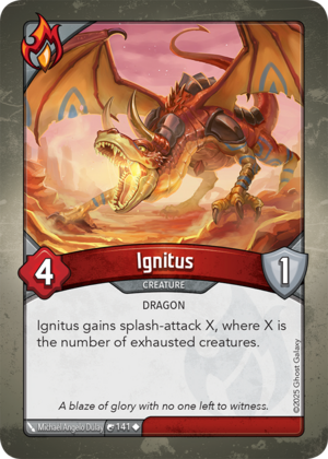 Ignitus, a KeyForge card illustrated by Michael Angelo Dulay
