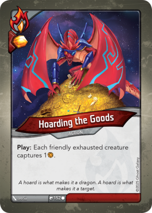 Hoarding the Goods, a KeyForge card illustrated by Leo Sá