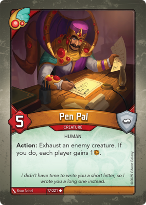 Pen Pal, a KeyForge card illustrated by Brian Adriel