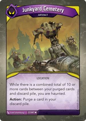 Junkyard Cemetery, a KeyForge card illustrated by Scott Schomburg