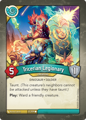 Tricerian Legionary, a KeyForge card illustrated by Nicola Saviori