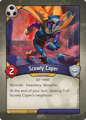Scowly Caper, a KeyForge card illustrated by Gabriel Rubio