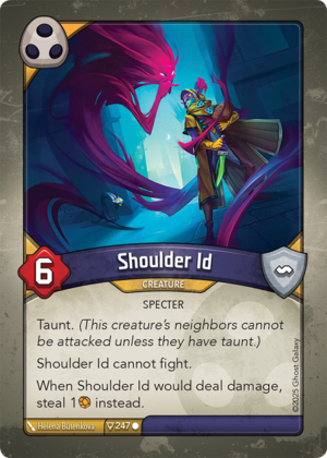 Shoulder Id, a KeyForge card illustrated by Helena Butenkova