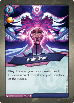 Brain Drain, a KeyForge card illustrated by Leandro Franci