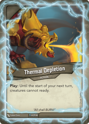 Thermal Depletion (Anomaly), a KeyForge card illustrated by Tuttee Dino