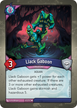Llack Gaboon, a KeyForge card illustrated by Girma Moges