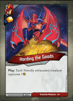 Hording the Goods, a KeyForge card illustrated by Leo Sá
