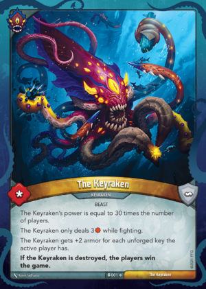The Keyraken, a KeyForge card illustrated by Kevin Sidharta