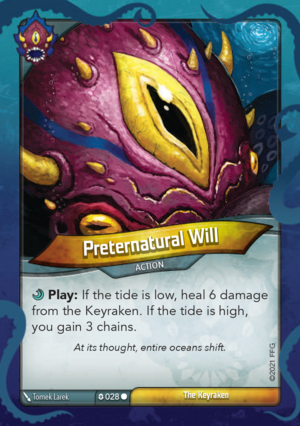 Preternatural Will, a KeyForge card illustrated by Tomek Larek