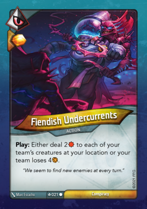 Fiendish Undercurrents, a KeyForge card illustrated by Marc Escachx