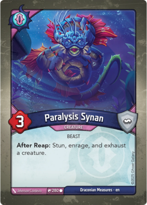 Paralysis Synan, a KeyForge card illustrated by Jeferson Cordeiro