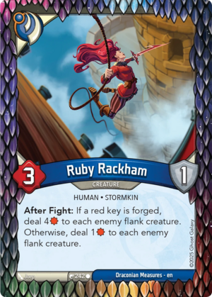 Ruby Rackham, a KeyForge card illustrated by JoeP