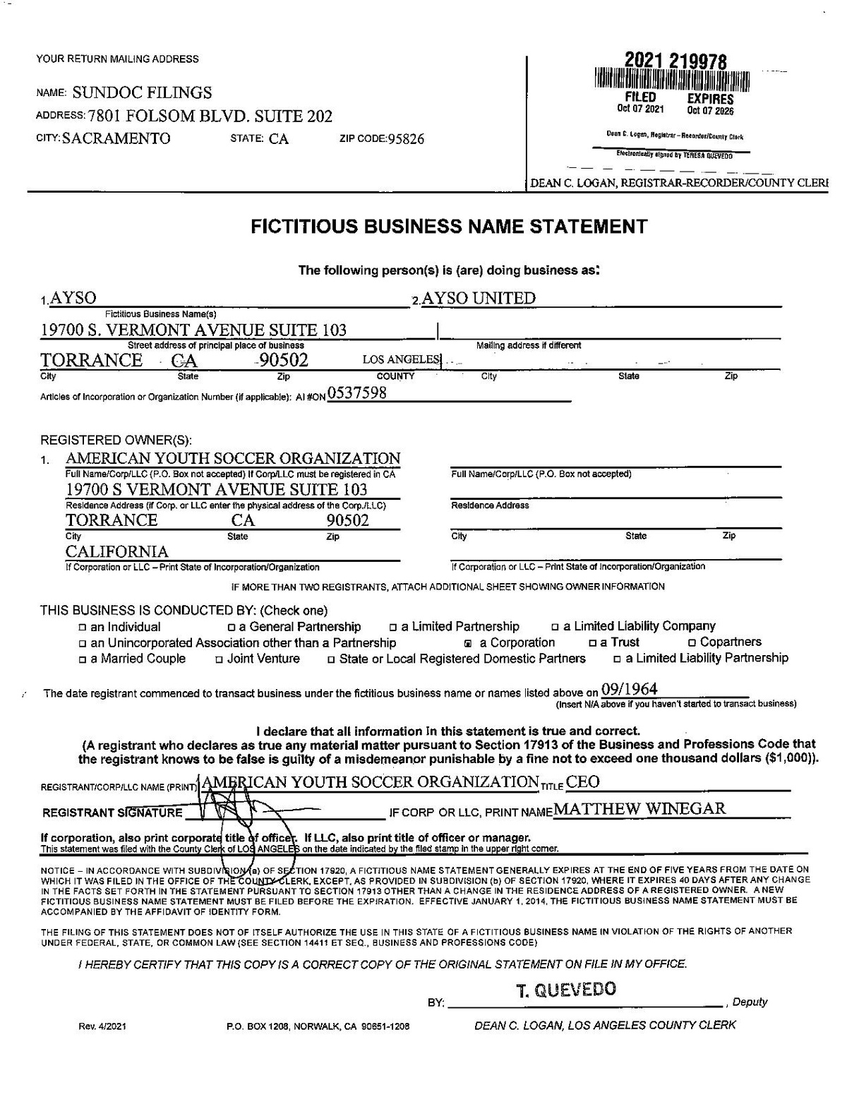 FileDoing Business As AYSO and AYSO United (DBA) 221007.pdf AYSO Wiki