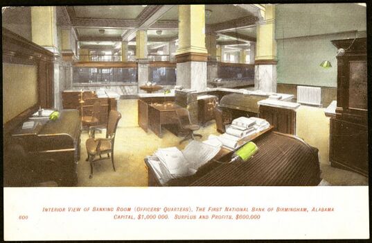Postcard with an interior view of the officers' quarters