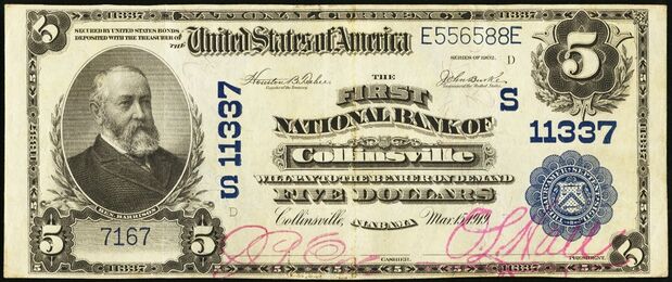 1902 Plain Back $5 bank note