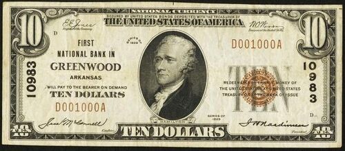 1929 Type 1 $10 bank note