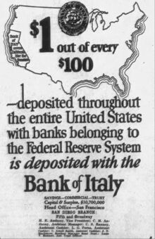 San Diego branch of the Bank of Italy advertisement