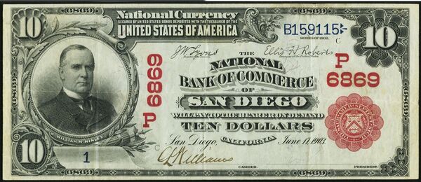 1902 Red Seal $10 bank note