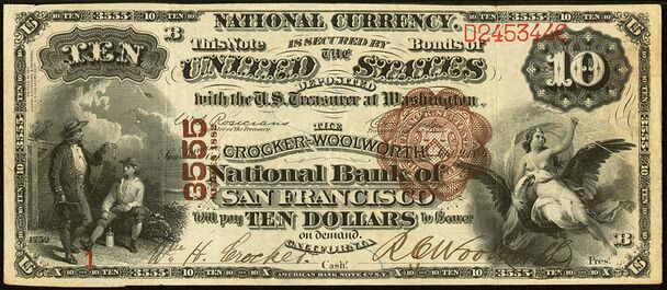 1882 Brown Back $10 bank note