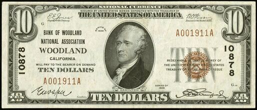 1929 Type 1 $10 bank note