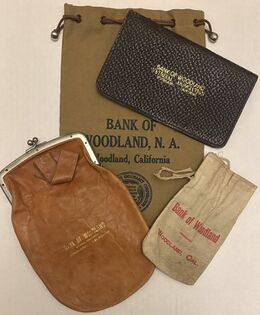 Bank bags from the Bank of Woodland National Association.