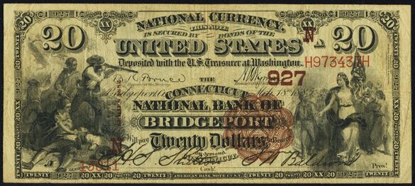 1882 Brown Back $20 bank note