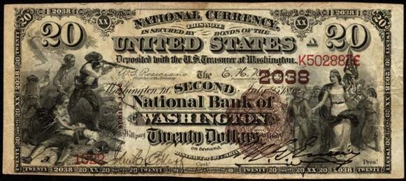 1882 Brown Back $20 bank note