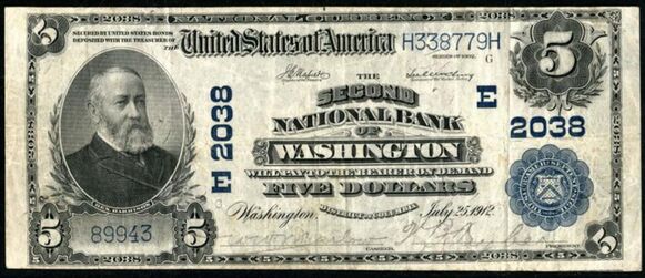 1902 Plain Back $5 bank note