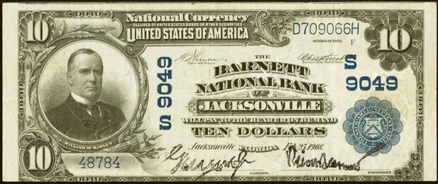 1902 Plain Back $10 bank note