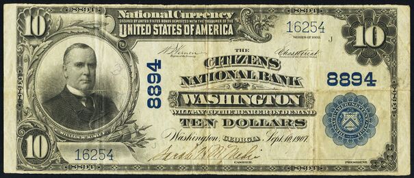 1902 Plain Back $10 bank note