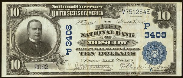 1902 Plain Back $10 bank note