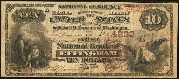 1882 Brown Back $10 bank note