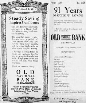 Two advertisements for the Old National Bank