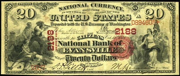 Series of 1875 $20 bank note