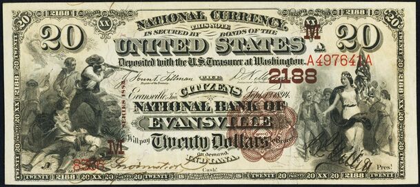 1882 Brown Back $20 bank note