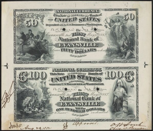 Series of 1882 $50-$100 proof