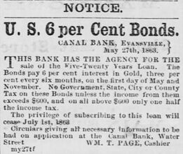 Canal Bank advertisement for U.S. Five-Twenty bonds