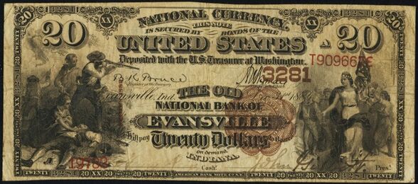 1882 Brown Back $20 bank note