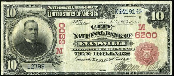 1902 Red Seal $10 bank note