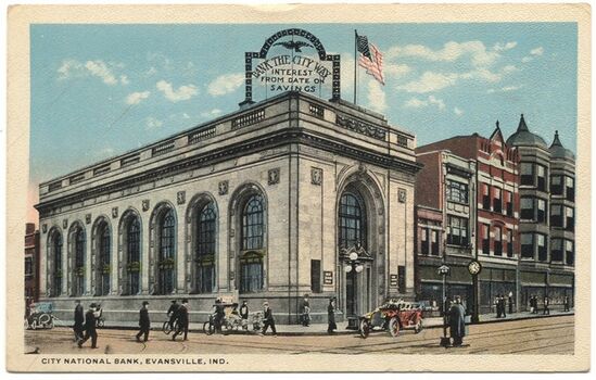 Postcard of the City National Bank of Evansville